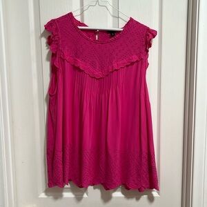 Torrid Eyelet Tank Top Pink Lace Size 3 Ruffle High Neck